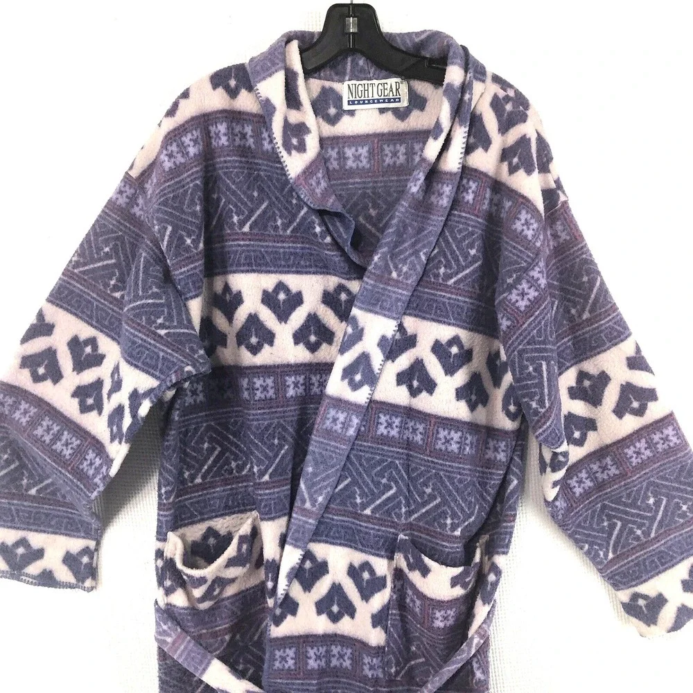 Night Gear bath robe women's large purple aztec‎ geometric patterns 50